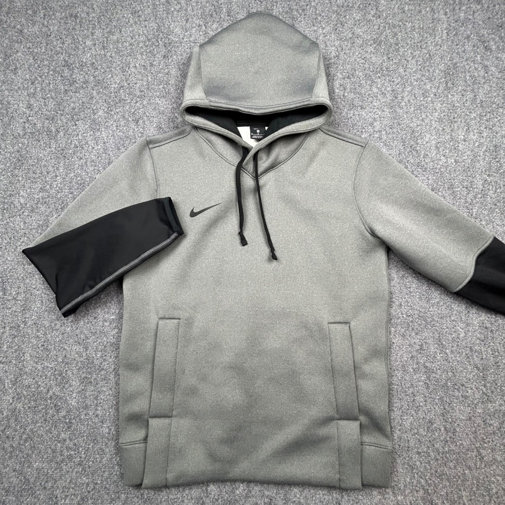 Nike Hoodie Mens Medium Grey Black Pullover‎ Performance Sweatshirt Tech Pack